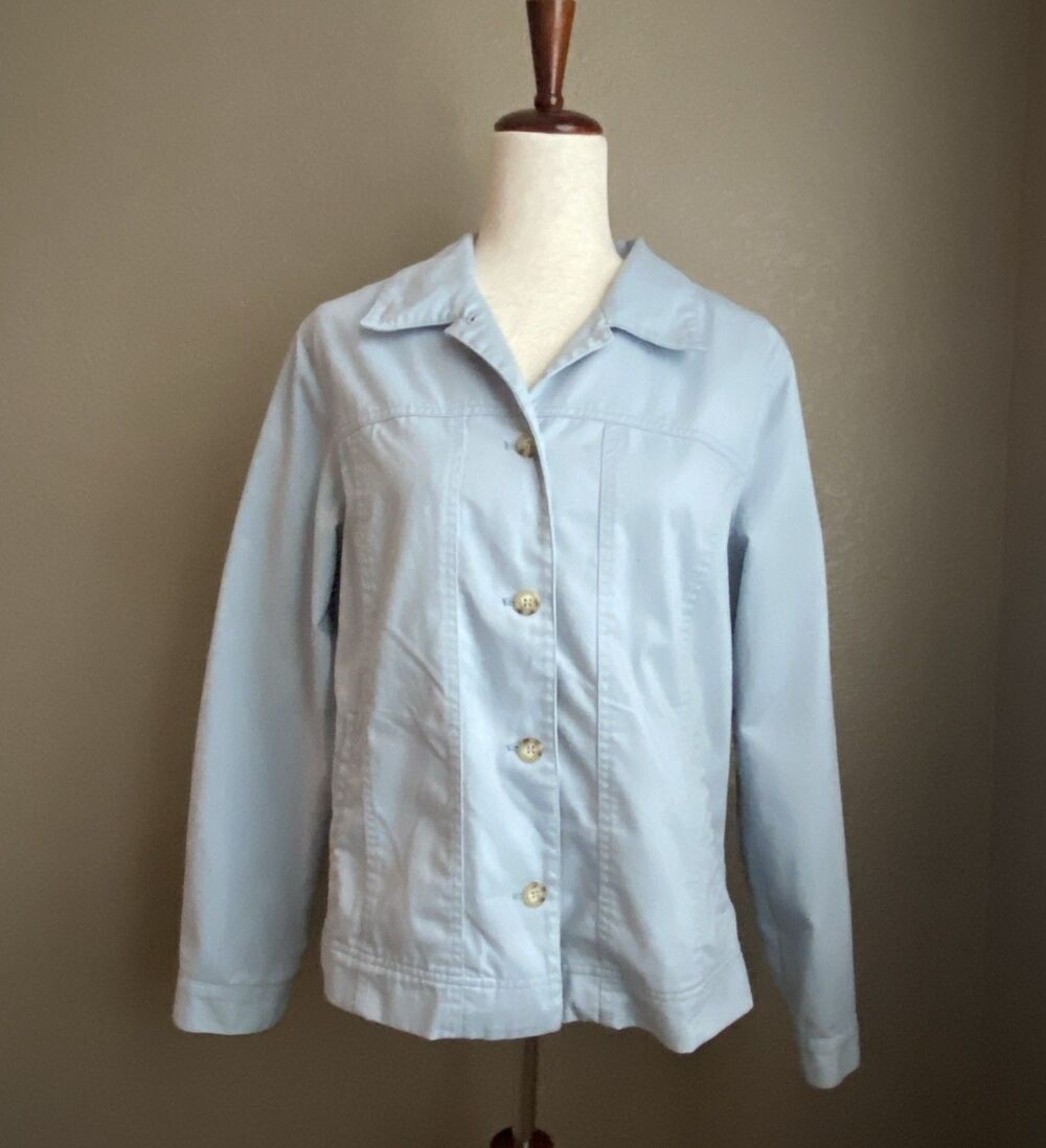 Appleseed’s Women’s Blue Jacket Size 8 Button Front Classic Casual